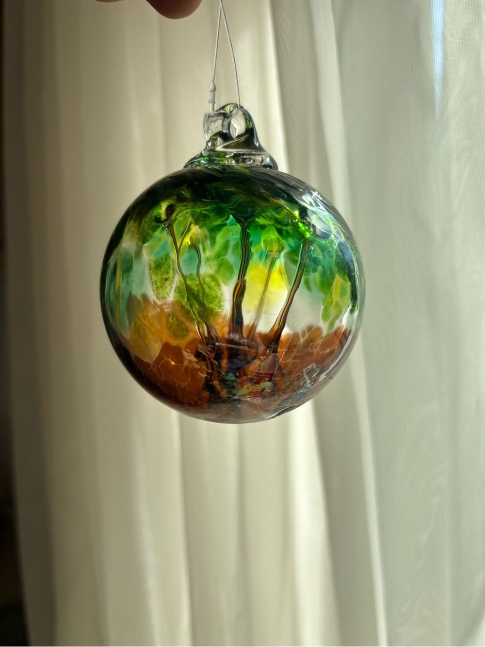 Handmade, Glassblown Tree of Life Ornament
